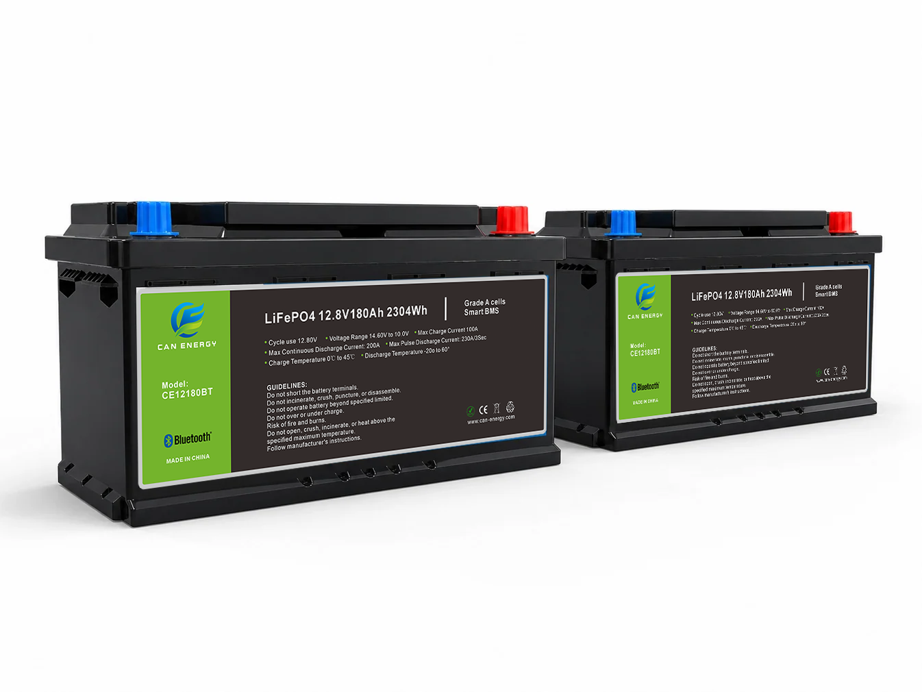 24V 100Ah Lithium LiFePO4 Battery with BMS Bluetooth (2 Battery Set)